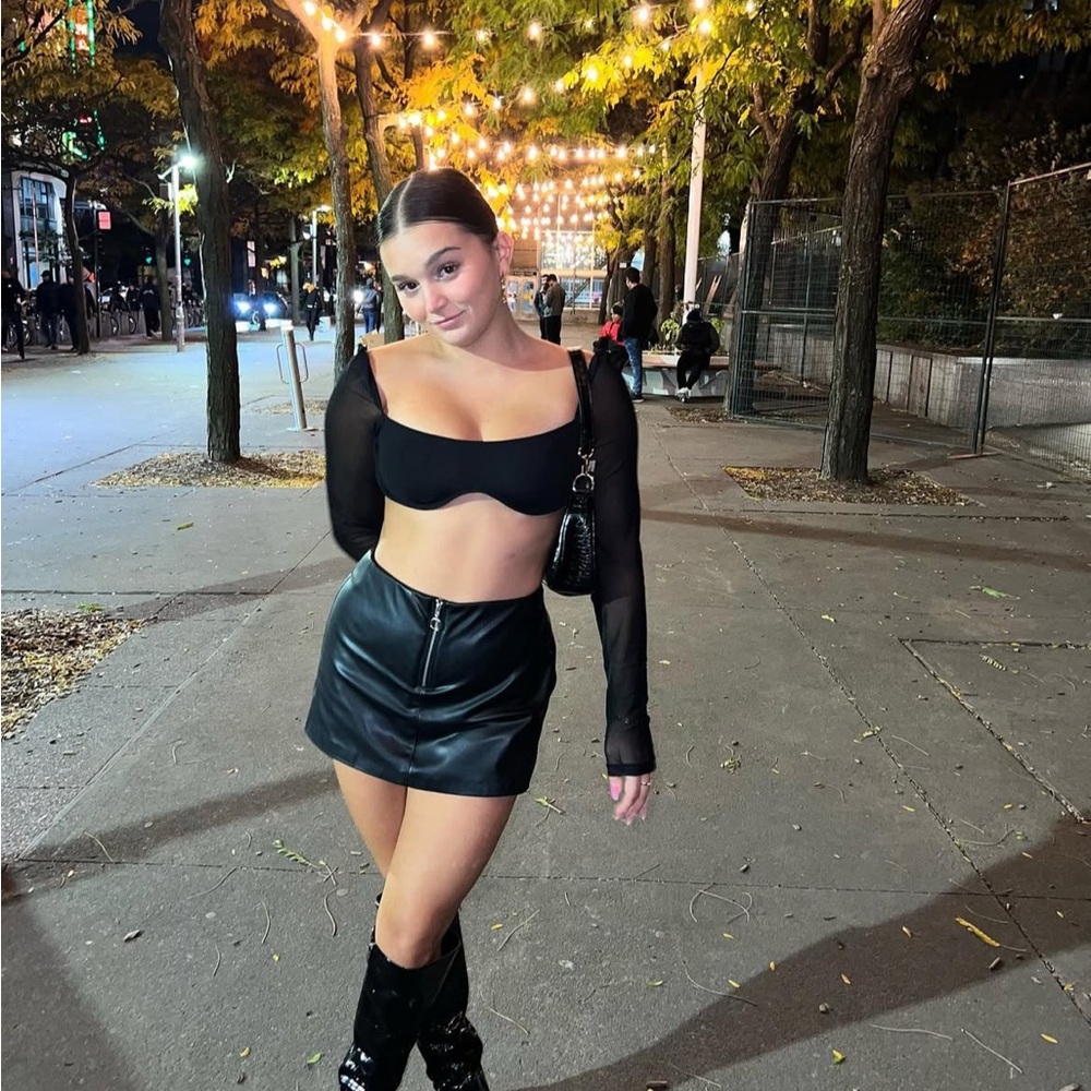 Black Faux Leather Women Skort